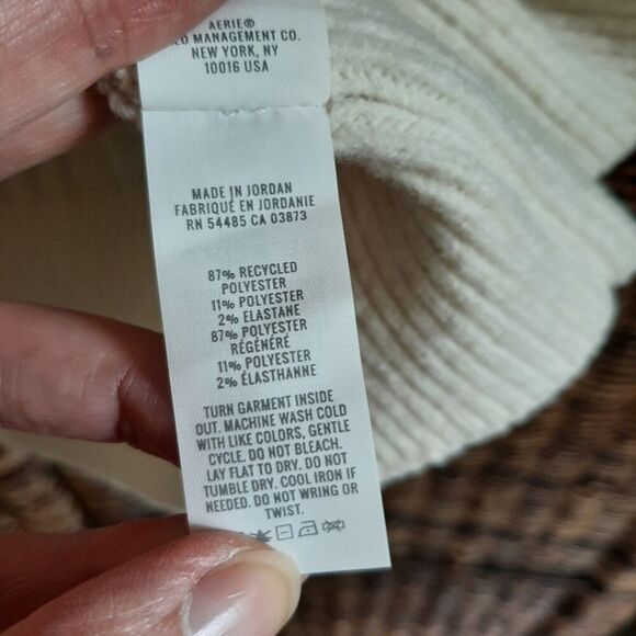 NWT Aerie Unreal Cable Knit Sweater Women's Small Cream Oversized Fisherman New - Picture 7 of 7